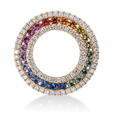 Anhänger 18 kt RG, 79 Brill. 0,48 ct, TW-si, 23 Saphire 0,90 ct multicolor