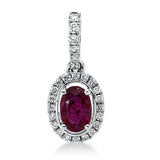 Anhänger 18 kt WG, mit Öse, 4 Brill. 0,05 ct, TW-si, 22 Brill. 0,12 ct, TW-si, 1 Rubin 0,62 ct rot