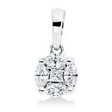 Anhänger 18 kt WG, mit Öse, 1 Princ. 0,05 ct, TW-vsi/si, 4 Nav. 0,19 ct, TW-vsi/si