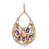Anhänger 14 kt RG, mit Öse, 109 Brill. 0,80 ct, TW-pi, 25 Farbsteine 5,03 ct multicolor