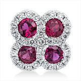 Anhänger 18 kt WG, 33 Brill. 0,24 ct, TW-vsi, 4 Rubine 0,85 ct rot