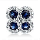 Anhänger 18 kt WG, 33 Brill. 0,24 ct, TW-vsi, 4 Saphire 0,70 ct blau