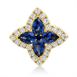 Anhänger 18 kt GG, 24 Brill. 0,16 ct, TW-si, 4 Saphire 0,38 ct blau, 1 Saphir 0,01 ct blau