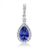 Anhänger 18 kt WG, mit Öse, 24 Brill. 0,28 ct, W-vsi, 1 Tansanit 1,35 ct blau