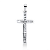 Anhänger 18 kt WG, mit Öse, 1 Princ. 0,04 ct, TW-si, 32 Bag. 0,22 ct, TW-si