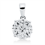 Anhänger 18 kt WG, mit Öse, 1 Princ. 0,16 ct, TW-si, 4 Nav. 0,36 ct, TW-si