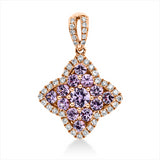 Anhänger 18 kt RG, mit Öse, 42 Brill. 0,24 ct, TW-si, 13 Saphire 0,94 ct pink