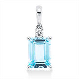 Anhänger 18 kt WG, mit Öse, 1 Brill. 0,07 ct, TW-si, 1 Topas 2,76 ct blau