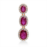 Anhänger 18 kt RG, 48 Brill. 0,32 ct, F-vsi, 3 Rubine 1,82 ct rot