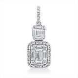 Anhänger 18 kt WG, mit Öse, 4 Brill. 0,05 ct, F-vsi, 12 Bag. 0,43 ct, F-vsi, 31 Brill. 0,20 ct, F-vsi