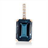 Anhänger 18 kt RG, mit Öse, 5 Brill. 0,11 ct, TW-si, 1 Topas 9,50 ct Lond. blue