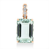 Anhänger 18 kt RG, mit Öse, 4 Brill. 0,16 ct, TW-si, 1 Amethyst 7,50 ct grün