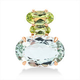 Anhänger 18 kt RG, 1 Amethyst 5,00 ct grün, 2 Peridot 1,10 ct grün
