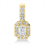 Anhänger 18 kt GG, mit Öse, 3 Brill. 0,08 ct, TW-si, 1 Sm.schliff 0,24 ct, TW-si, 14 Dia. 0,08 ct, TW-si