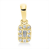 Anhänger 18 kt GG, mit Öse, 1 Bag. 0,02 ct, TW-si, 10 Dia. 0,05 ct, TW-si