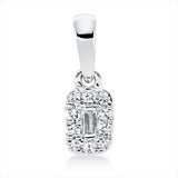 Anhänger 18 kt WG, mit Öse, 1 Bag. 0,02 ct, TW-si, 10 Dia. 0,05 ct, TW-si