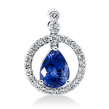 Anhänger 18 kt WG, mit Öse, 27 Brill. 0,24 ct, TW-si, 1 Saphir 1,69 ct blau