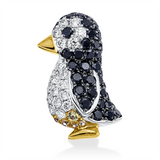 Anhänger 18 kt WG+GG, 18 Brill. 0,19 ct, TW-vsi, 41 Brill. 0,59 ct, schwarz, 5 Saphire 0,05 ct gelb