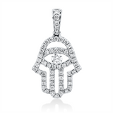 Anhänger 18 kt WG, mit Öse, 2 Brill. 0,03 ct, TW-si, 1 Brill. 0,11 ct, TW-si, 54 Brill. 0,37 ct, TW-si