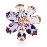 Anhänger 18 kt RG, 7 Brill. 0,04 ct, TW-si, 4 Morganit 2,00 ct rosé, 3 Amethyste 2,20 ct pink