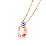 Anhänger 18 kt RG, 1 Morganit 5,60 ct pink, 1 Amethyst 0,70 ct pink