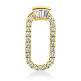 Anhänger 14 kt GG, 3 Trap. 0,06 ct, W-si, 23 Brill. 0,21 ct, W-si/pi