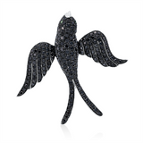 Anhänger 18 kt WG, Fassung schwarz rhodiniert, 198 Brill. 2,02 ct, schwarz, 2 Tsavorith 0,02 ct grün
