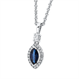 Anhänger 18 kt WG, mit Öse, 1 Oval 0,14 ct, F-si, 20 Brill. 0,15 ct, F-si, 1 Saphir 0,79 ct blau