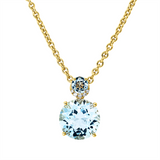 Anhänger 18 kt GG, mit Öse, 5 Brill. 0,03 ct, TW-si, 1 Topas 4,30 ct sky blue, 1 Topas 0,30 ct sky blue