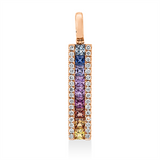 Anhänger 18 kt RG, mit Öse, 32 Brill. 0,14 ct, TW-si, 9 Saphire 0,47 ct fancy