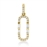 Anhänger 14 kt GG, mit Öse, 4 Bag. 0,10 ct, W-si/pi, 21 Brill. 0,11 ct, W-si/pi
