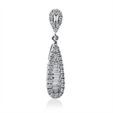 Anhänger 18 kt WG, 34 Brill. 0,25 ct, TW-si, 2 Trap. 0,04 ct, TW-si, 9 Bag. 0,13 ct, TW-si