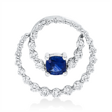 Anhänger 18 kt WG, 30 Brill. 0,56 ct, TW-si, 1 Saphir 0,45 ct blau