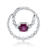 Anhänger 18 kt WG, 30 Brill. 0,56 ct, TW-si, 1 Rubin 0,65 ct rot