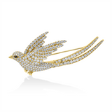 Brosche 18 kt GG, Fassung teils schwarz rhodinie, 268 Brill. 5,10 ct, TW-vsi, 2 Brill. 0,04 ct, schwarz