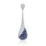 Anhänger 18 kt WG, 1 Brill. 0,11 ct, TW-vsi/si, 288 Brill. 4,00 ct, TW-vsi/si, 34 Saphire 11,03 ct blau