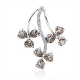 Anhänger 18 kt WG, 20 Brill. 0,08 ct, F-si, 9 Fant-Schl. 3,10 ct, braun