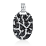 Anhänger 18 kt WG, Fassung teils schwarz rhodinie, 72 Brill. 0,66 ct, TW-pi, 108 Brill. 0,85 ct, schwarz