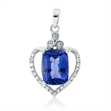 Anhänger 18 kt WG, mit Öse, 24 Brill. 0,15 ct, F-si, 1 Tansanit 2,62 ct blau