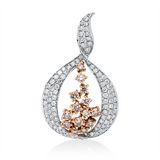 Anhänger 18 kt WG+RG, mit Öse, 93 Brill. 0,99 ct, F-si, 18 Brill. 0,74 ct, braun