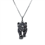 Anhänger 18 kt WG, Fassung teils schw rho, 82 Br. 1,26 ct, schwa, 13 Br. 0,19 ct, pink, 2 Rub 0,04 ct