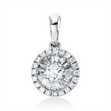 Anhänger 18 kt WG, mit Öse, 1 Br 0,07 ct, TW-si, 20 Br 0,06 ct, TW-si, 16 Trap. 0,11 ct, TW-vsi