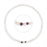 Collier 18 kt RG, 147 Rhodolith 7,84 ct rot, 147 SS weiß 10 mm