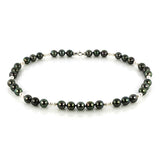 Collier 18 kt WG, Brill. 0,11 ct, TW-vsi, 20 Akoya weiß, 35 TA dunkel