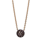 Collier 14 kt RG, Fassung schwarz rhodiniert, 18 Brill. 0,19 ct, braun