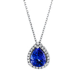 Collier 18 kt WG, mit ZÖ 40 cm + 43 cm, 23 Brill. 0,13 ct, TW-si, 1 Tansanit 1,82 ct blau