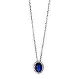 Collier 18 kt WG, 20 Brill. 0,06 ct, TW-si, 1 Saphir 0,52 ct blau