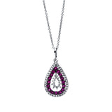 Collier 18 kt WG, 48 Dia. 0,15 ct, W-si, 16 Rubine 0,29 ct rot
