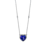 Collier 14 kt WG, mit ZÖ 40 cm + 43 cm, 32 Brill. 0,11 ct, TW-si, 1 Tansanit 2,49 ct blau