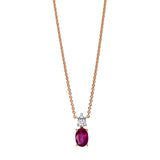 Collier 18 kt RG, 2 Brill. 0,06 ct, TW-si, 1 Rubin 0,44 ct rot